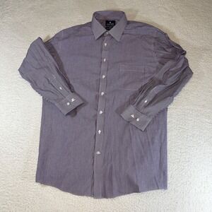 Stafford Travel Men's 17 Fitted Pinstripe Dress Shirt Easy Care 34 Sleeve